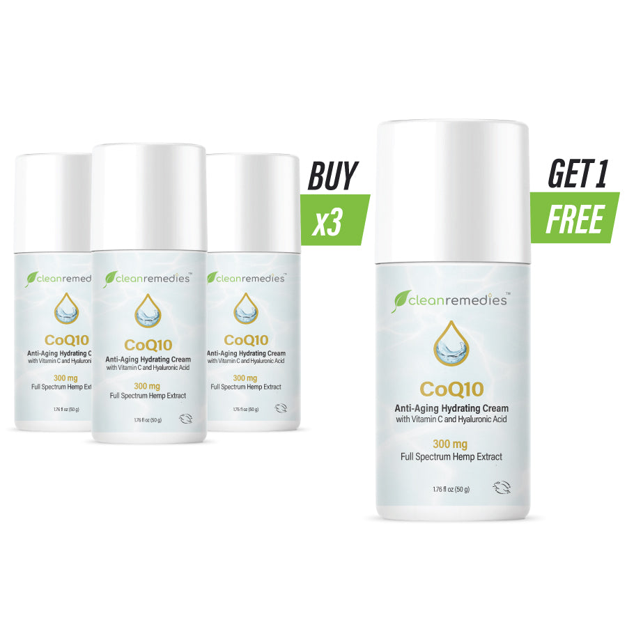 CoQ10 AntiAging Hydrating Cream with Vitamin C 1200mg Bundle Clean Remedies