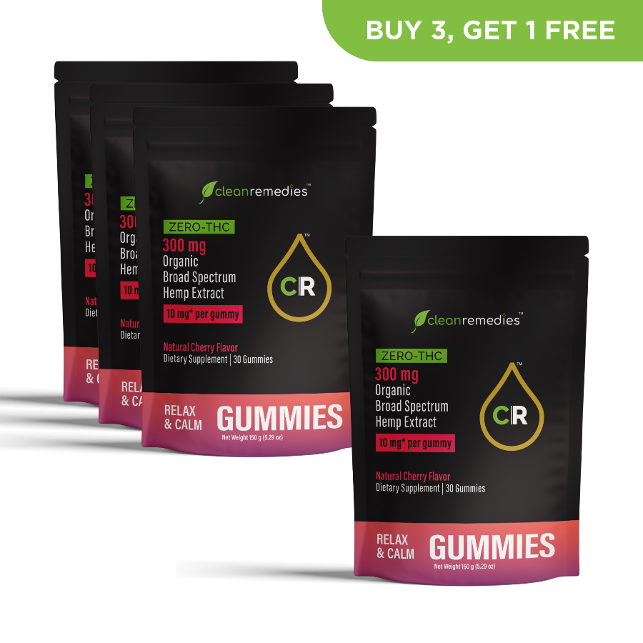 Clean Remedies Gummies packaging with promotional text on a white background - 30 Count / 300mg