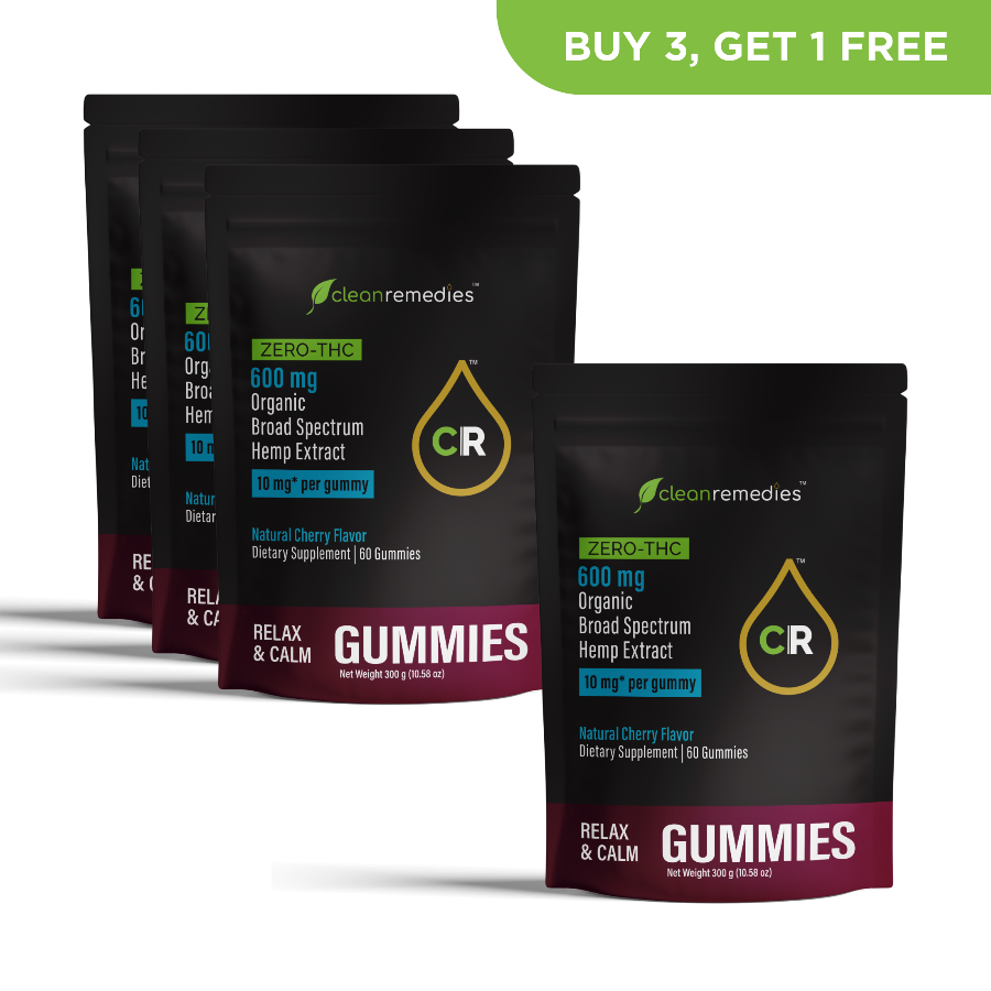 Clean Remedies Gummies packaging with promotional text on a white background - 60 Count / 600mg